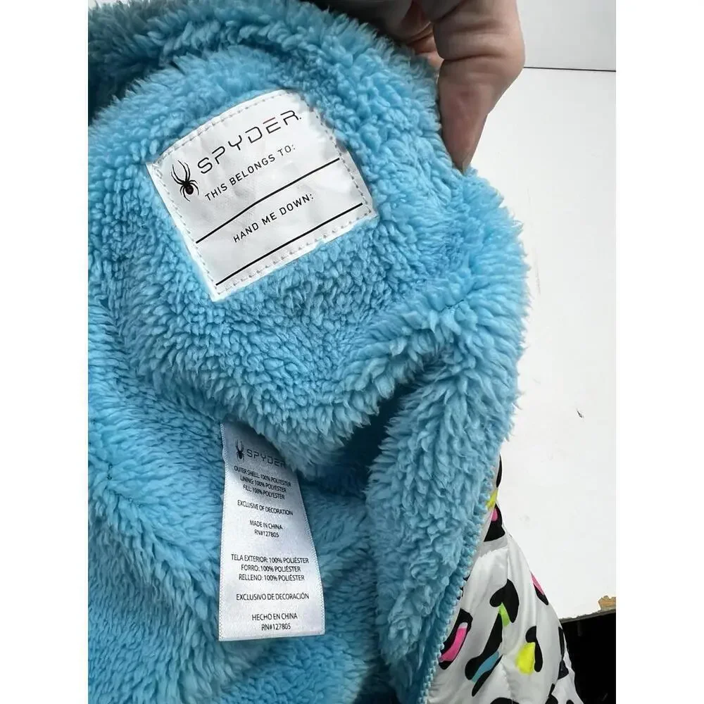 Spyder Animal Cheetah Print Baby Girl Hooded Snowsuit Fleece Lined Sz 3-6months